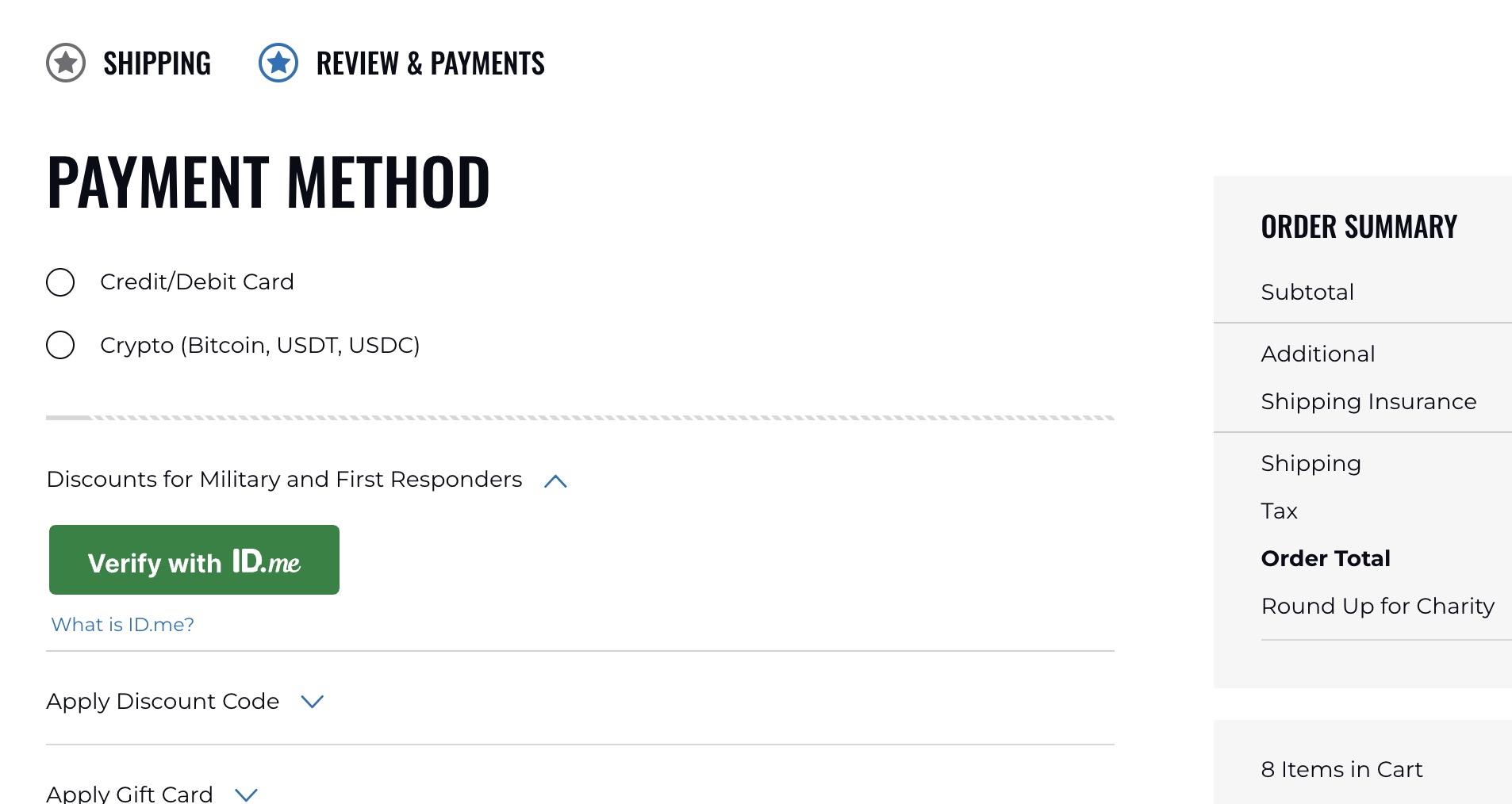 The Verify with ID.me button on the Magento 2 checkout payment method step.